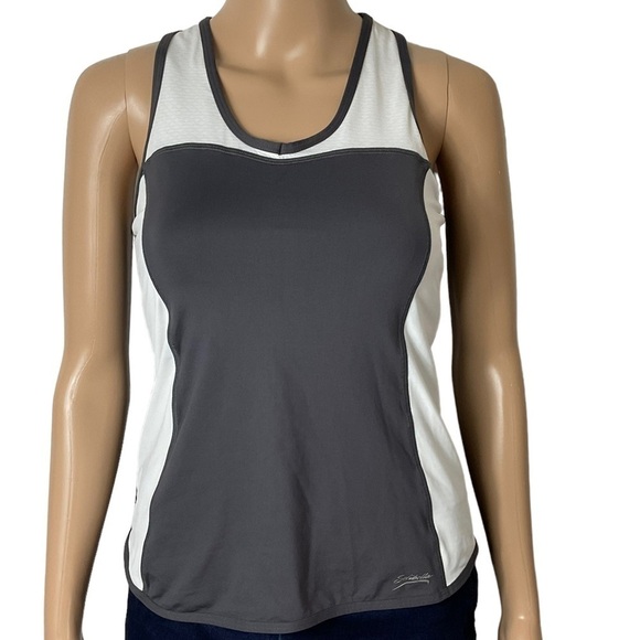 SOFIBELLA Gray & White Athletic Tank Top  size XS Built in Shelf bra - Picture 1 of 7